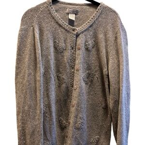 Gray Embroidered Beaded Women’s Sweater